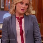 Leslie’s pink and red contrast trim blouse on Parks and Recreation