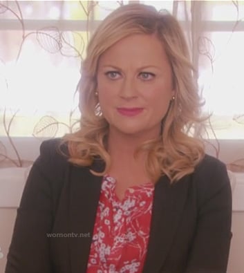 Leslie's red cherry blossom print blouse on Parks and Recreation