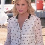 Leslie’s white butterfly print top on Parks & Rec