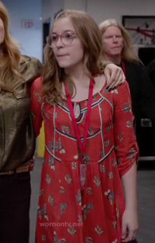 Maddie's red boho style dress on Nashville