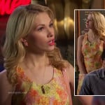 Magnolia’s orange and green watercolor print dress on Hart of Dixie