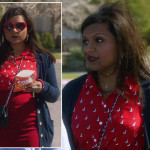 Mindy’s red sail boat print shirt and heart sunglasses on The Mindy Project