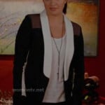 Penny’s black, white and brown colorblock blazer on Happy Endings