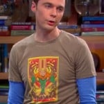 Sheldon’s brown Aquaman shirt on The Big Bang Theory