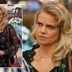 Tansy’s sheer black long sleeved dress with green print on Hart of Dixie