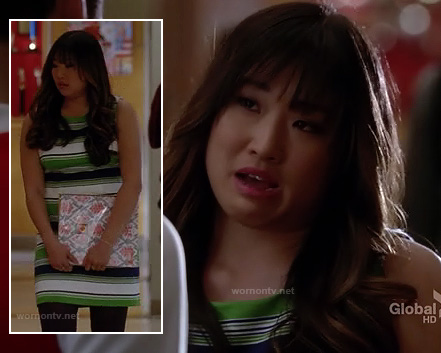 Tina's green, white and navy striped dress on Glee