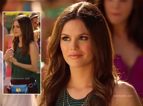 Zoe's green striped tank top and curved bar necklace on Hart of Dixie