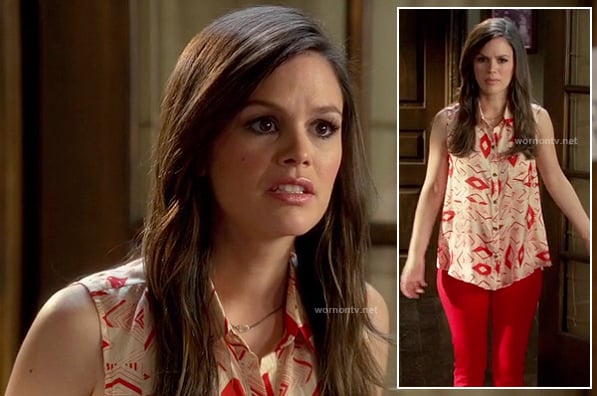 Zoe's red and white printed shirt on Hart of Dixie