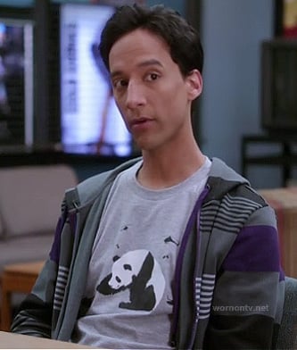 Abed's grey panda and helicopter shirt on Community