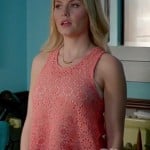 Alex’s coral crochet tank top on Happy Endings