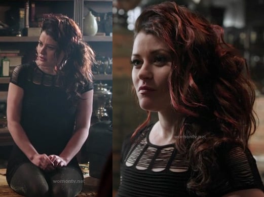 Belle’s black mesh mini dress on Once Upon a Time