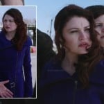 Belle’s blue asymmetric coat on Once Upon a Time