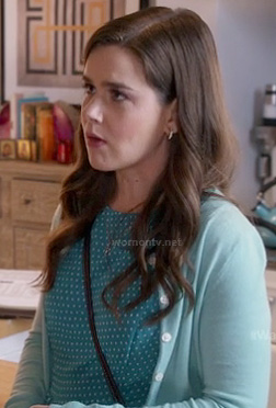 Betsey’s green polka dot dress on The Mindy Project