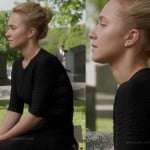 Juliette’s black mesh panel dress at the funeral on Nashville