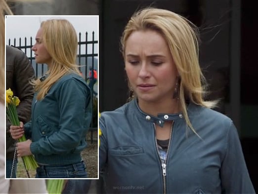 Juliette's blue leather bomber jacket on Nashville