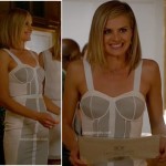 Jane’s grey and white colorblock bustier dress on Happy Endings