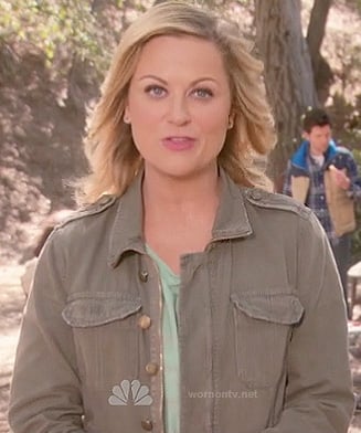 Leslie's army green cargo jacket on Parks and Recreation