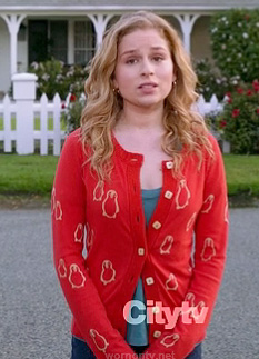 Lisa's red penguin cardigan on Suburgatory