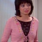 Lucy’s pink embroidered cardigan on The Big Bang Theory