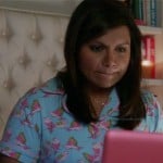 Mindy’s blue and pink bird print pajamas on The Mindy Project