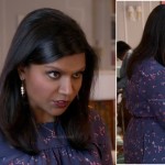 Mindy’s blue and pink bird print dress on The Mindy Project