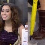 “The Mother”s blue lace dress and brown boots on How I Met Your Mother