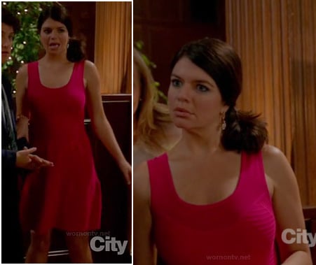 Penny's pink flared dress on Happy Endings