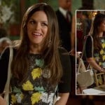 Zoe’s black, yellow and green leaf print dress and white purse on Hart of Dixie