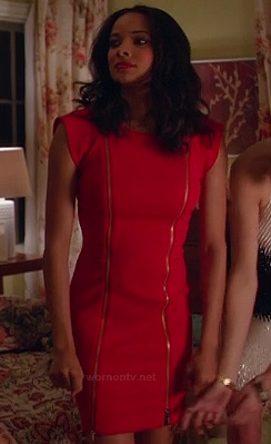 April's red zip front dress on Mistresses