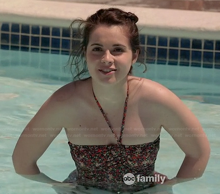 Bay’s floral halter one-piece swimsuit on Switched at Birth