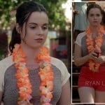 Bay’s grey and white baseball tee and orange shorts on Switched at Birth