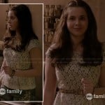 Bay’s lace peplum top and denim floral shorts on Switched at Birth