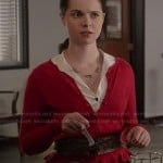 Bay’s red ruffled cardigan on Switched at Birth