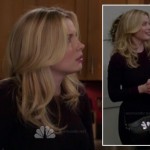 Britta’s dark red sweater and black bird purse on Community