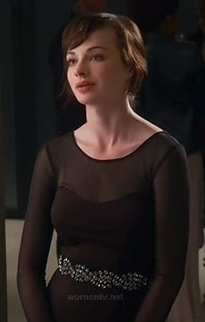 Jenna's black dress with long sheer sleeves on Awkward