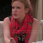 Lennox’s red scarf with leopard print on Melissa and Joey