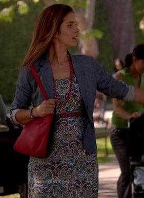 Marisol’s paisley dress and chambray blazer on Devious Maids