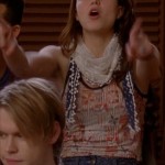 Marley’s printed tank top and scarf on Glee