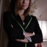 Melissa’s blazer with green trim on Pretty Little Liars