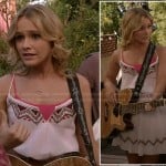 Nikkie’s white embroidered peasant style dress on Switched at Birth