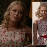 Nikki’s white and red printed dress on Switched at Birth