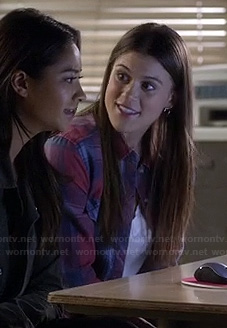 Paige’s red and blue plaid shirt on Pretty Little Liars