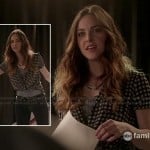 Phoebe’s black and white checked tie front shirt on Twisted