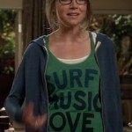 Polly’s green “Surf Music Love” tank top on How To Live With Your Parents