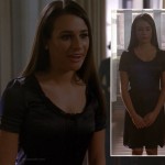 Rachel’s black short sleeve dress on Glee