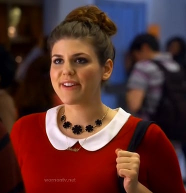 Sadie's red dress with white peter pan collar on Awkward