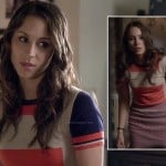 Spencer’s blue and orange colorblock tee with check print skirt on Pretty Little Liars