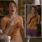 Daphne’s orange peacock tee and purple shorts on Switched at Birth