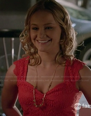 Nikki's red lace top on Switched at Birth