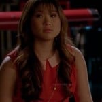 Tina’s red dress with pink collar on Glee